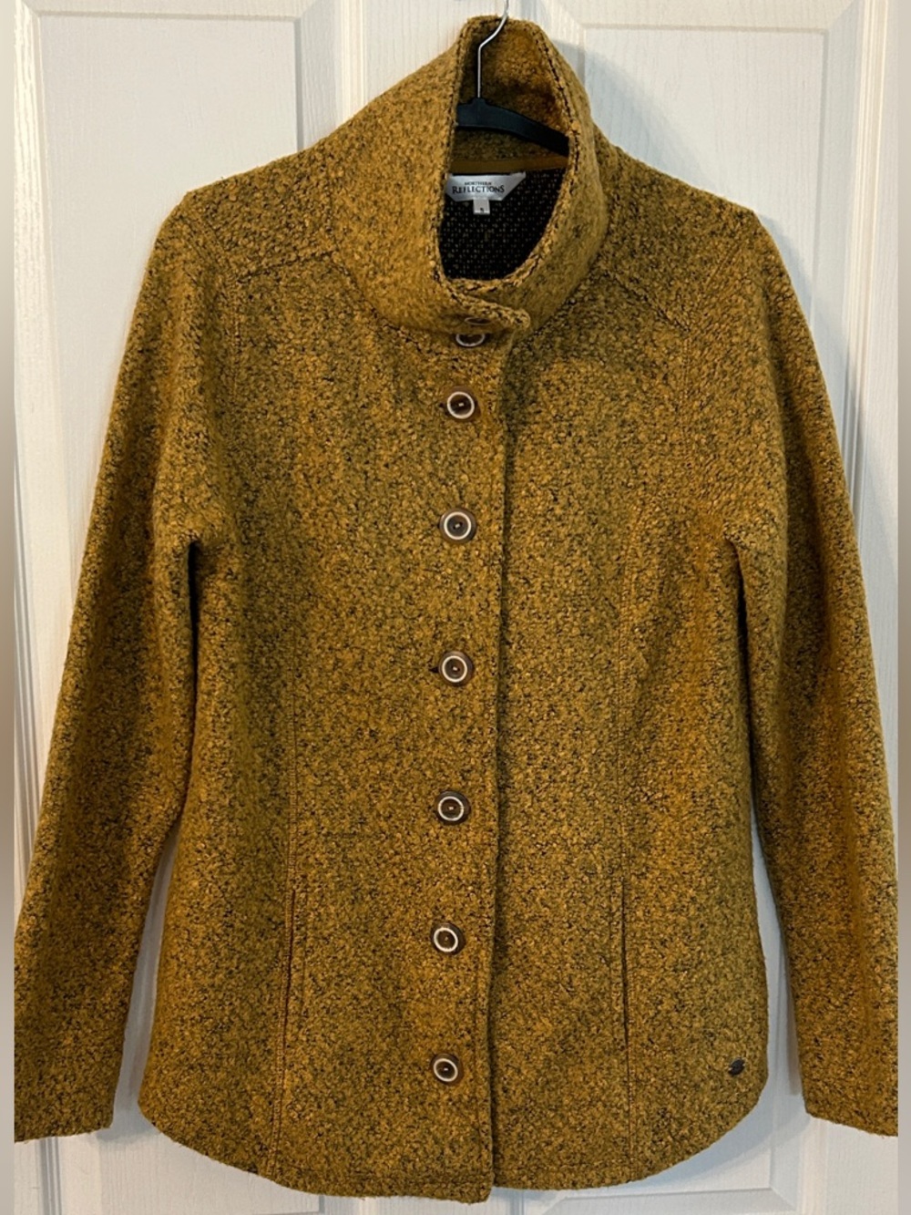 Northern Reflections Boucle Jacket Mustard Button Front Size S